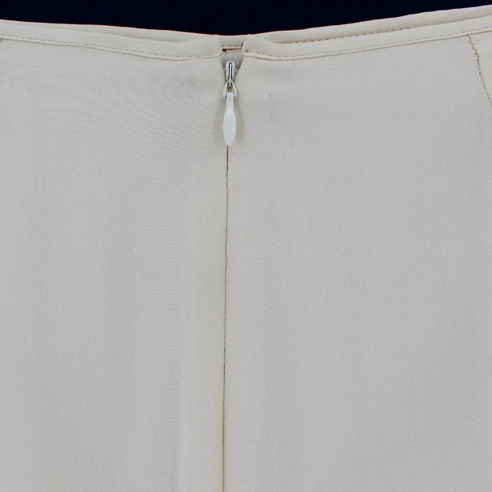 GARY GRAHAM Cream Silk Pleated Skirt Knee Length Scalloped Hem Lined 4 Runs Big - Picture 5 of 10